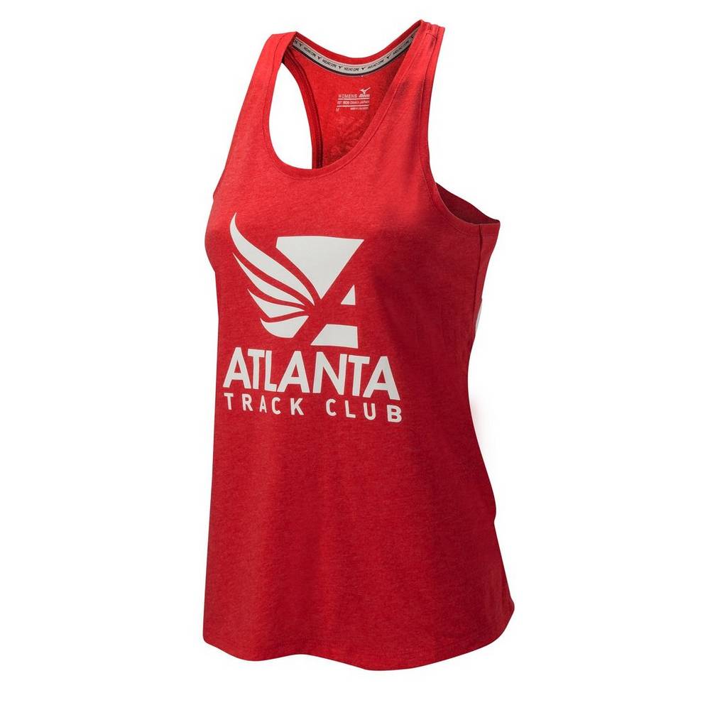 Womens Mizuno Atlanta Track Club Sport Running Tank Top Red Philippines (EHRWTZ094)